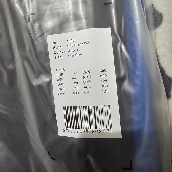 Rains Rolltop Rucksack Backpack W3 Waterproof Waves‎ (Blue) $125 Msrp NWTS - Picture 9 of 11